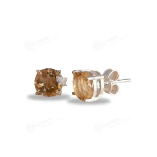 [MI-ERS02] Natural Citrine Gemstone Stud Earring